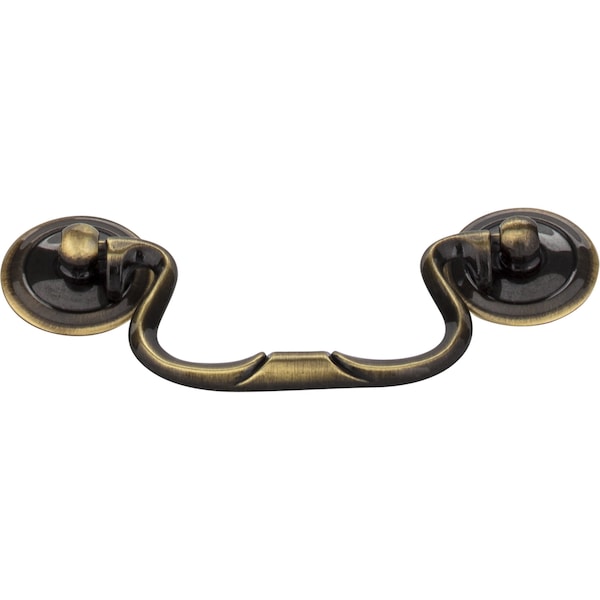 3-1/2 Center-to-Center Brushed Antique Brass Kingsport Cabinet Drop Pull